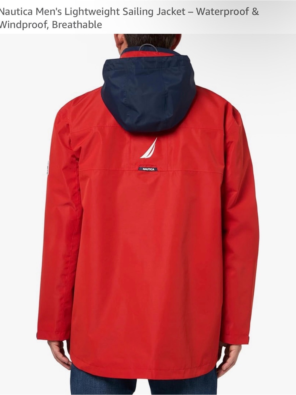 Nautica Men's Red Waterproof Hooded Raincoat